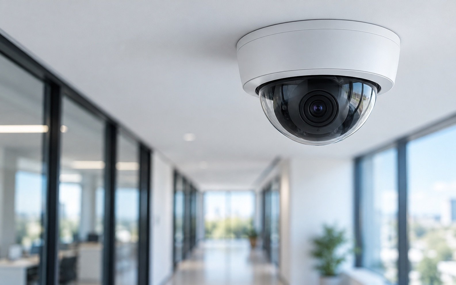 Cámara domo moderna instalada en un espacio interior